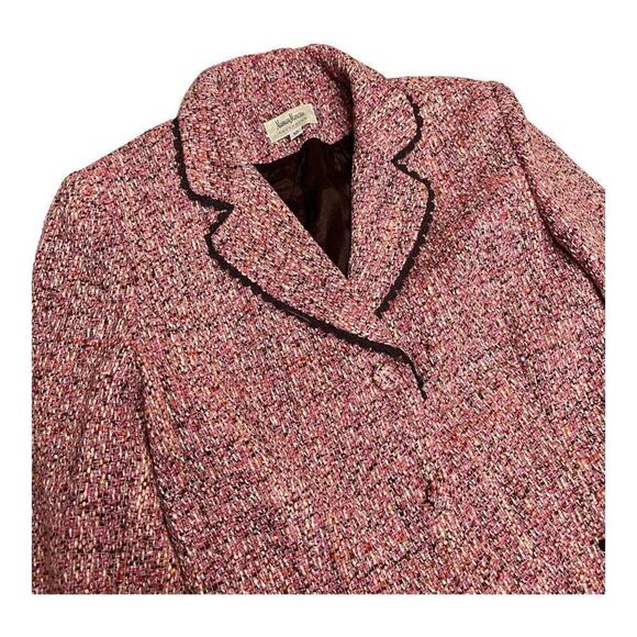 Neiman Marcus Blazer 10 VTG Wool Blend Tweed Jacket Coat Lace Trim Feminine Work - Picture 16 of 16